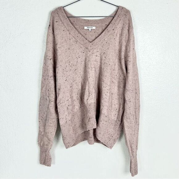 Madewell Wool Blend Muted Pink V Neck Sweater - Picture 5 of 10
